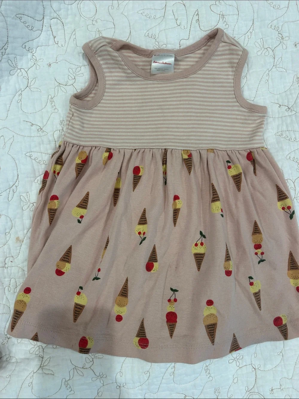 Hanna Andersson Pink Ice Cream Print Dress-Style Bodysuit